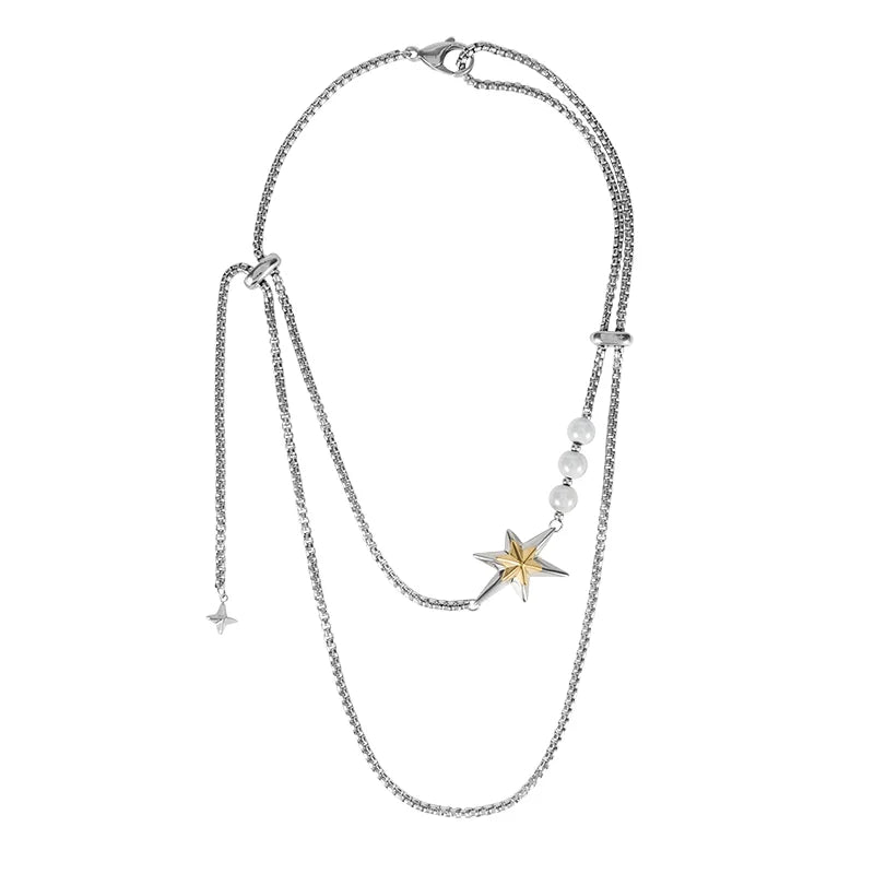 BLACKHEAD Double Layer Star Pendant Necklace with Pearls