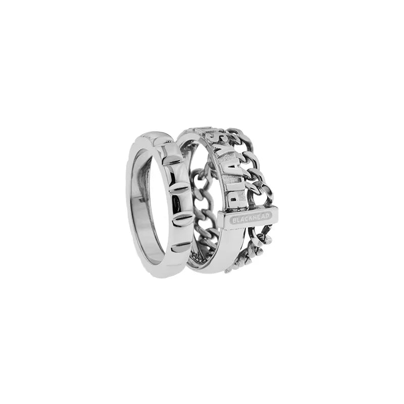 BLACKHEAD Stackable Chain Link Ring Set for Men and Women