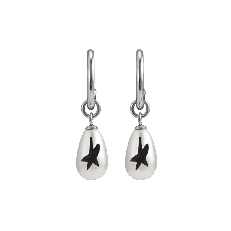 BLACKHEAD Minimalist Hoop Earrings with Teardrop Charm