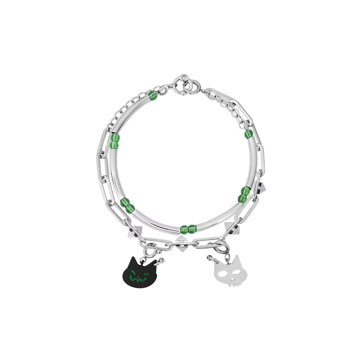 BLACKHEAD Double-Layer Cat Pendant Bracelet for Men and Women