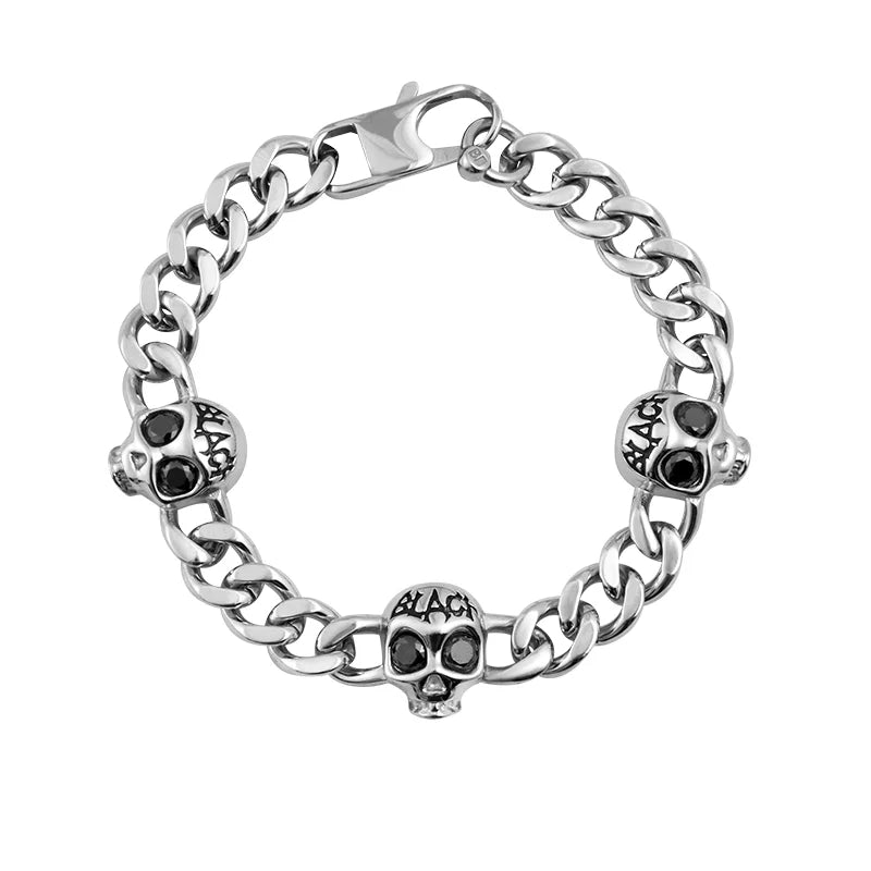 BLACKHEAD Black Skull Cuban Link Bracelet for Men