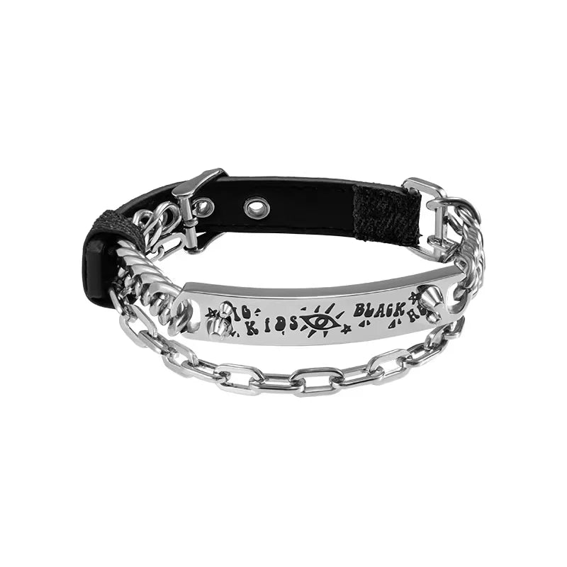 BLACKHEAD Denim Graffiti Leather Chain Bracelet