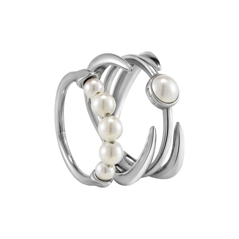 BLACKHEAD Pearl Spliced Multi-Band Stacking Ring Set