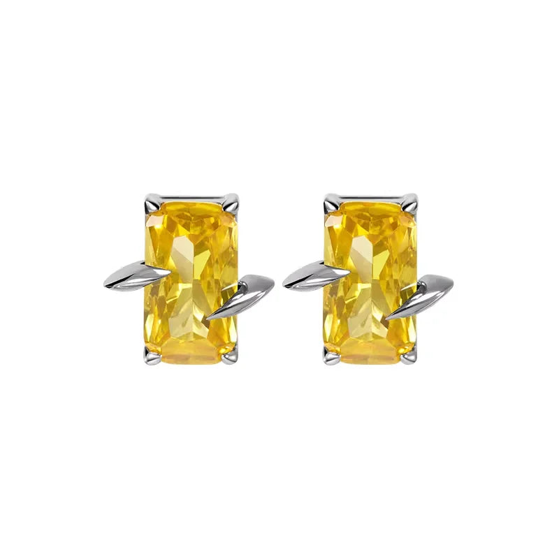 BLACKHEAD Spiked Yellow Rectangular Stud Earrings