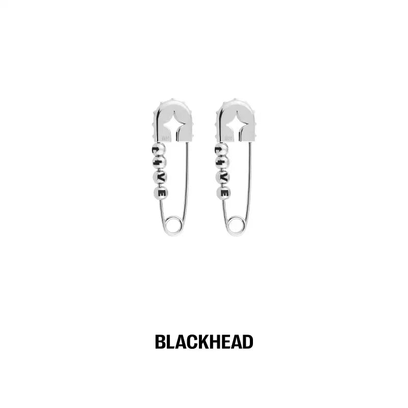 BLACKHEAD Unisex Safety Pin Earrings with LIVE Beads