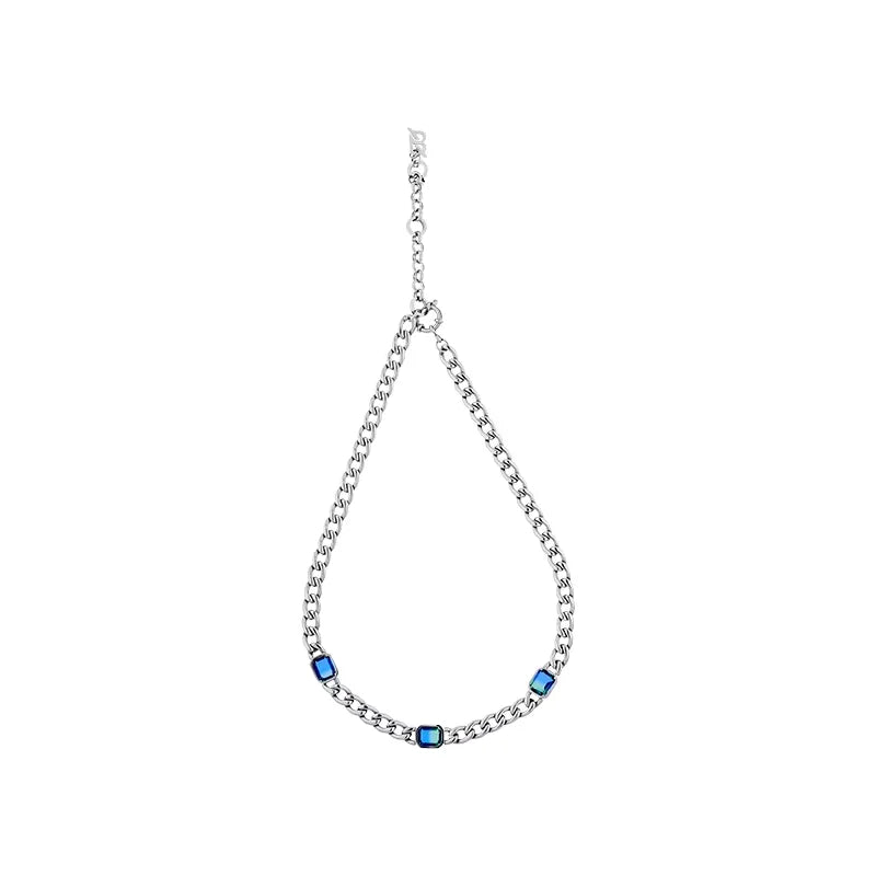 BLACKHEAD Unisex Two-Tone Gradient Rhinestone Curb Chain Necklace