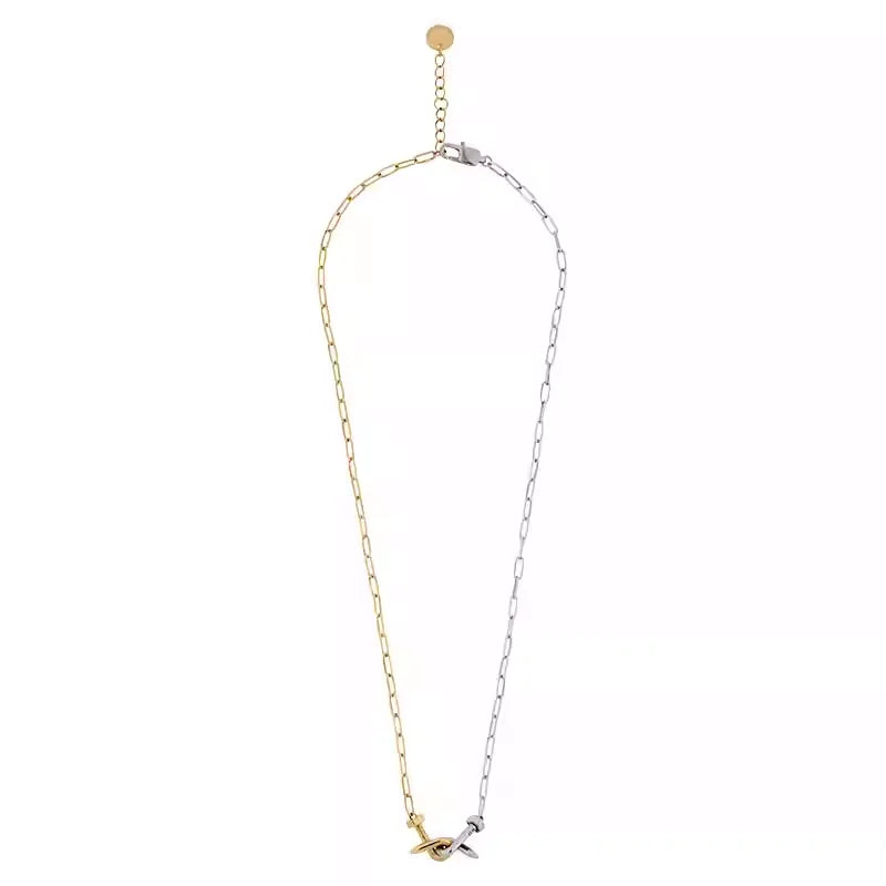 BLACKHEAD Two-Tone Twisted Nail Titanium Steel Clavicle Necklace