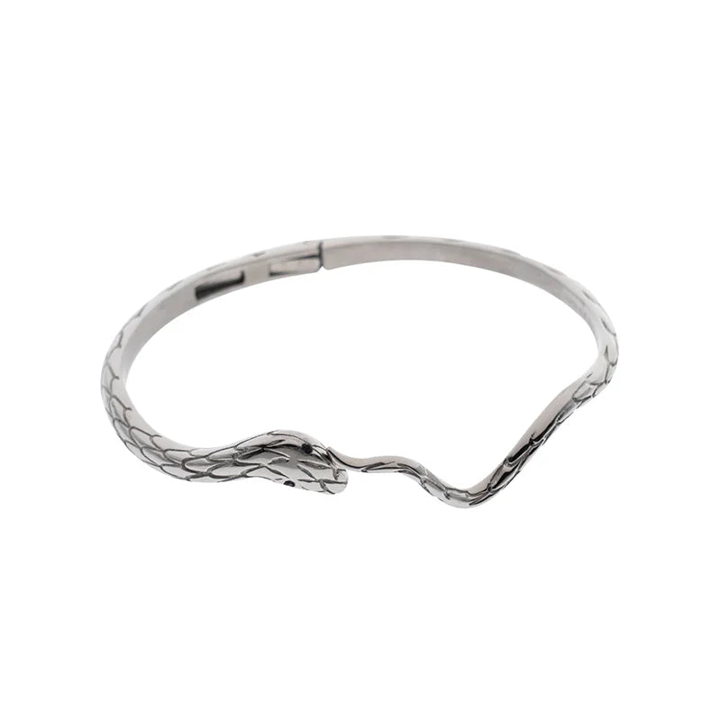 BLACKHEAD Snake-Shaped Titanium Steel Open Cuff Bracelet