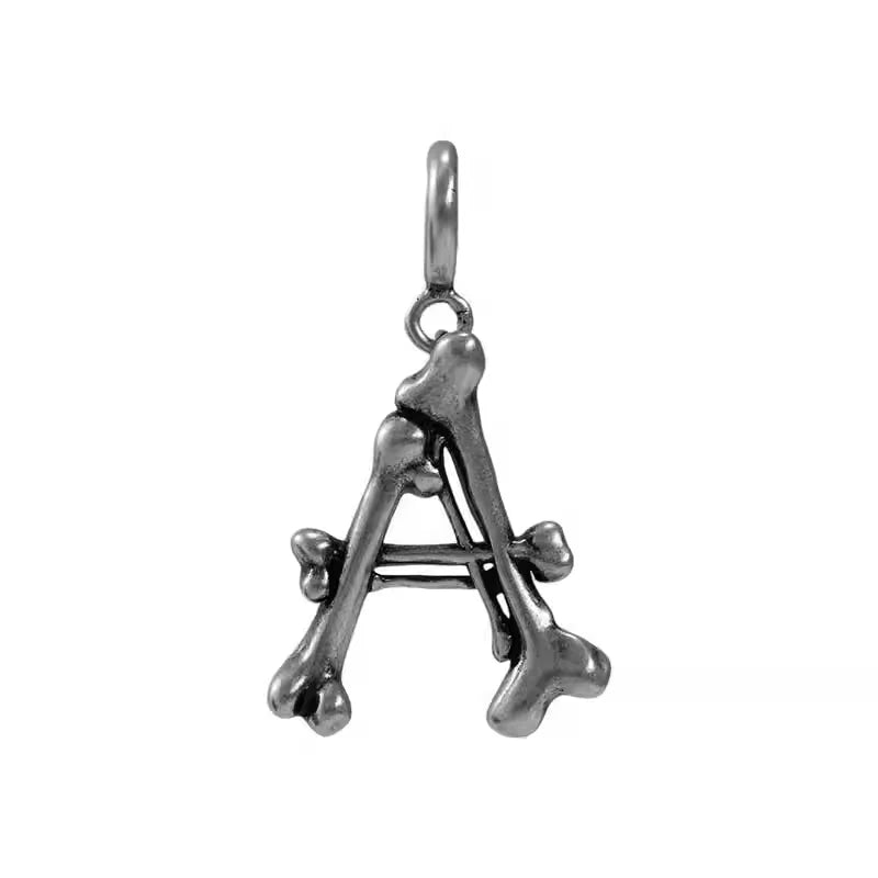 BLACKHEAD S925 Silver Skeleton Alphabet Letter Pendant Necklace Charm