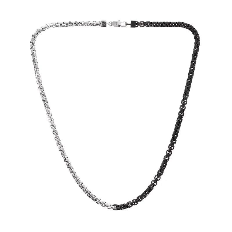 BLACKHEAD Men's Two-Tone Black and Silver Chain Necklace