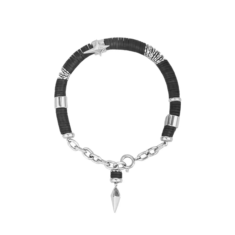 BLACKHEAD Unisex Star Pendant Beaded Bracelet with Punk Style Accent