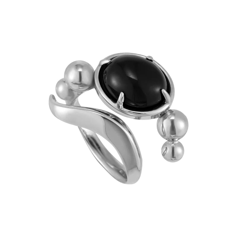 BLACKHEAD Black Onyx Snake Bone Ring