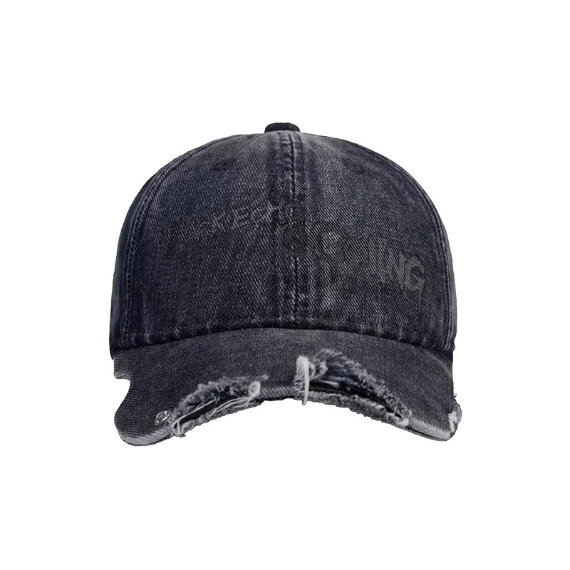 BLACKHEAD Washed Denim Baseball Cap with Irregular Brim