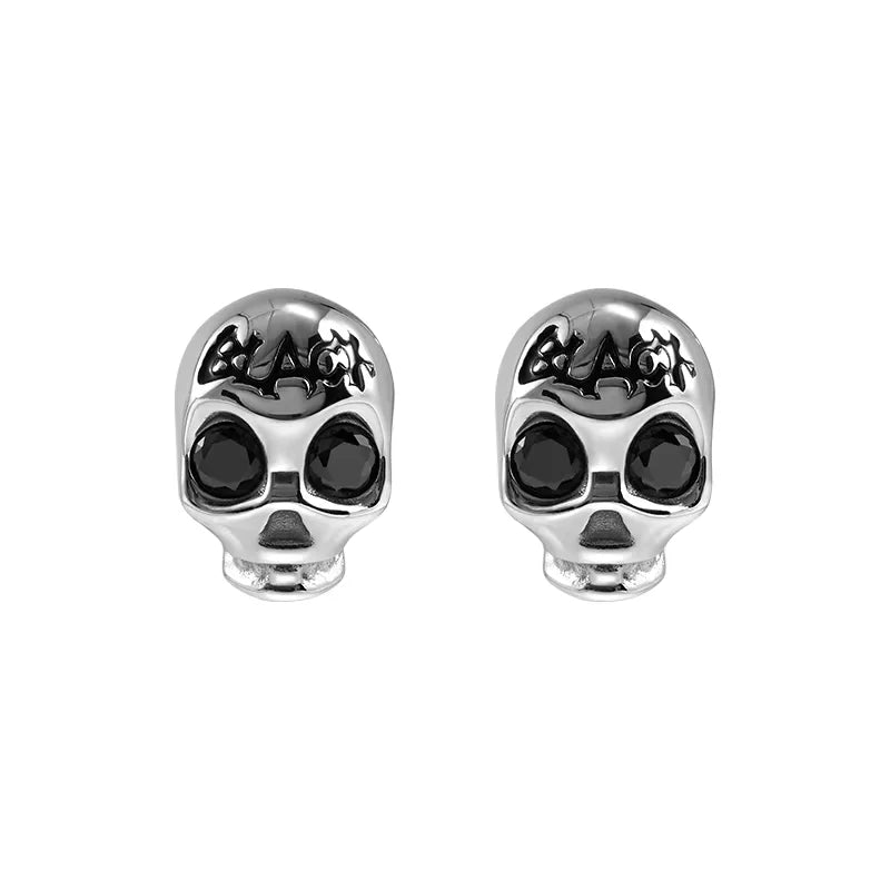 BLACKHEAD Black Skull Punk Earrings with Exaggerated Design