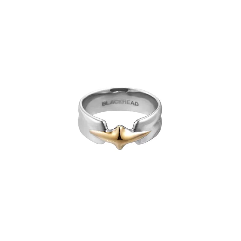 BLACKHEAD Three-Dimensional Star Ring with Gold Accent - Unisex