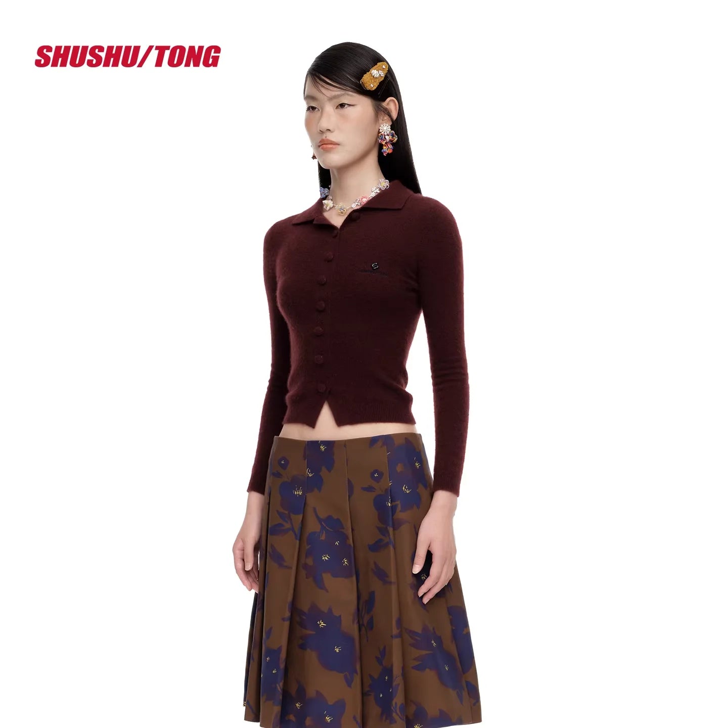 shushutong Women's Slim Fit Knit Cardigan with Lapel Collar