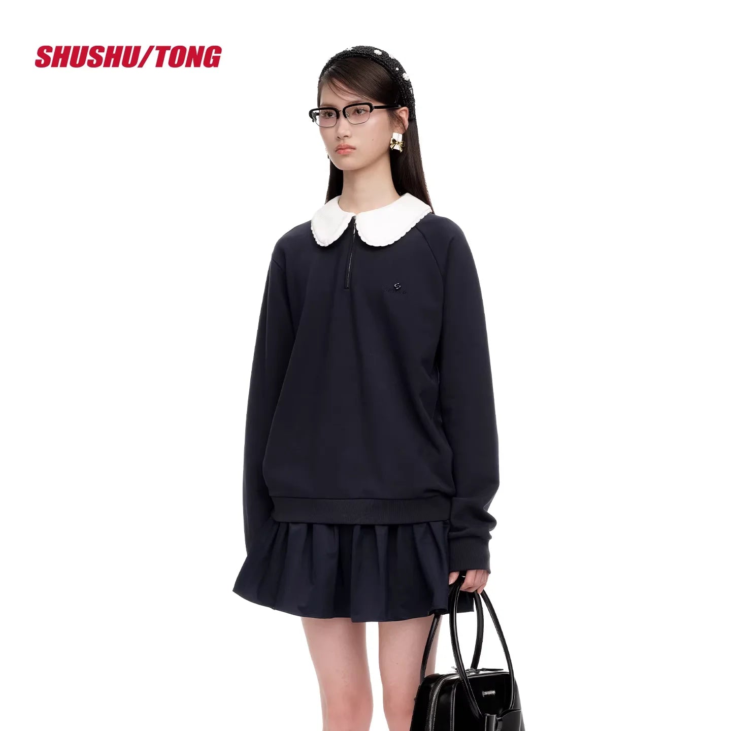 shushutong 2025 Winter Oversized Doll Collar Sweatshirt