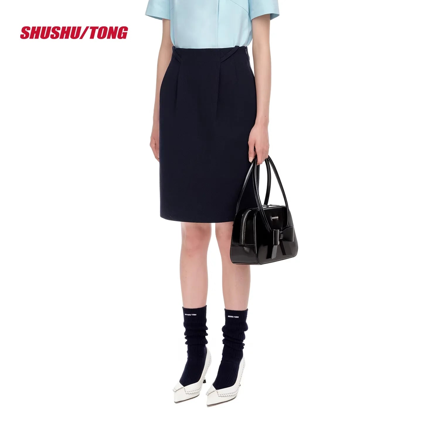 shushutong Women's Winter Pencil Skirt with Diagonal Waistband