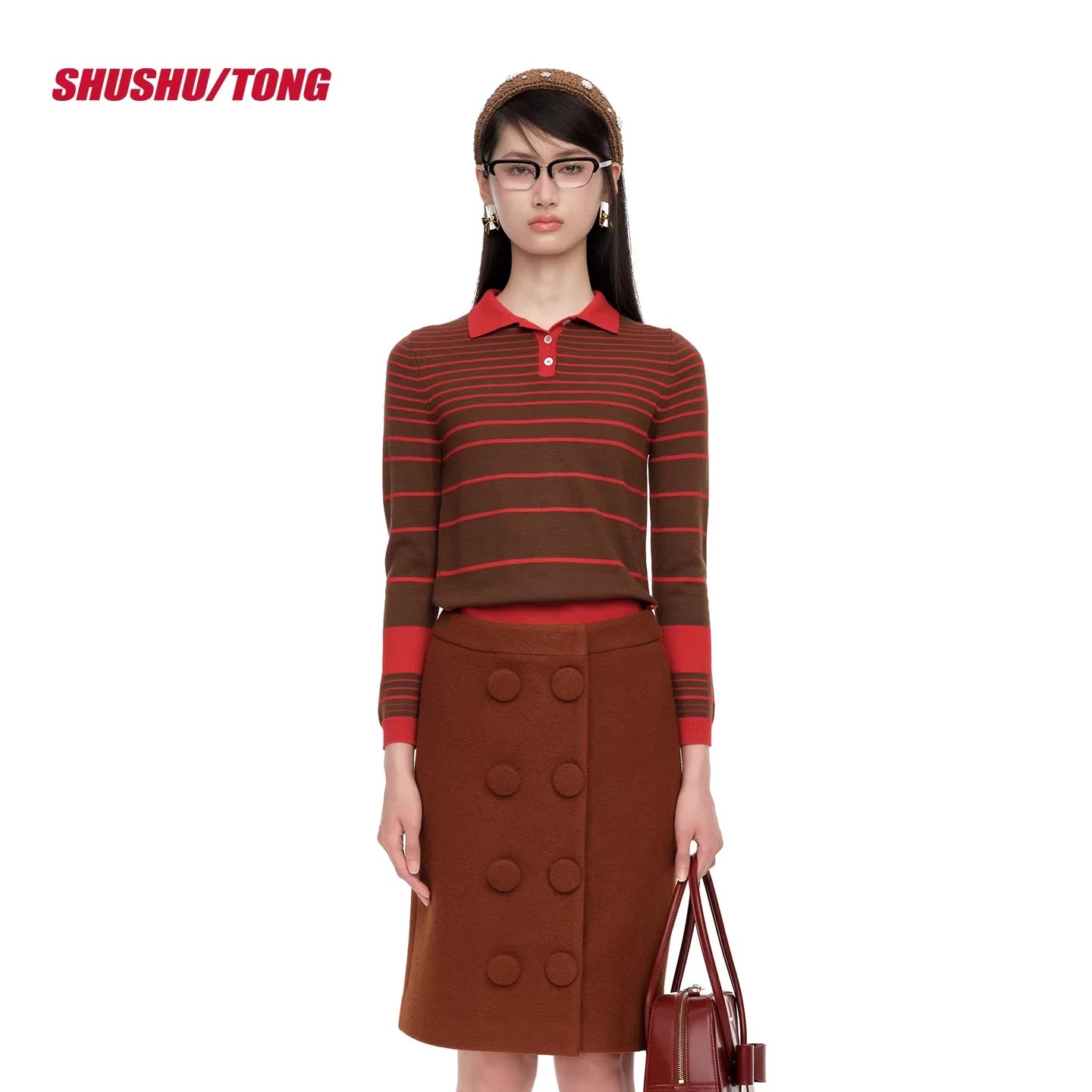 shushutong Women's Long Sleeve Striped Knit Sweater