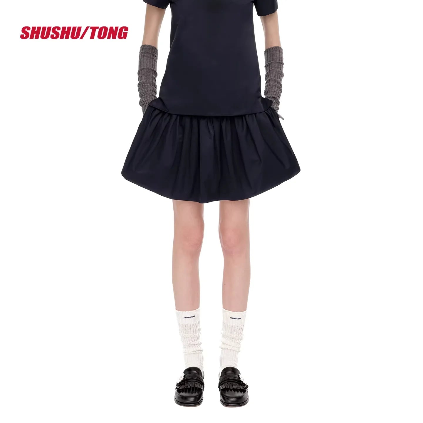 shushutong Hand-Sewn Floral Drop Waist Mini Dress