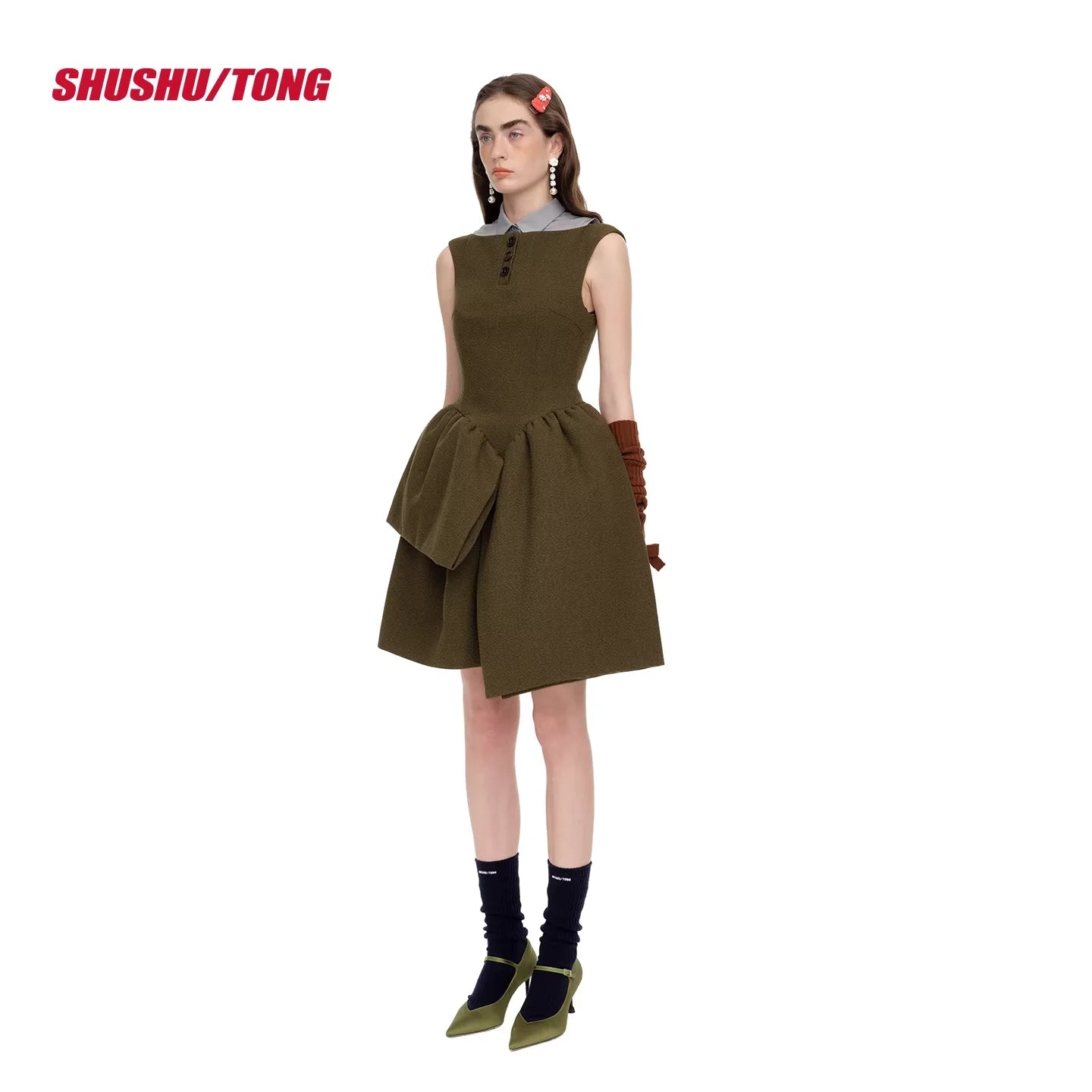 shushutong Winter Casual Irregular Panel Short Dress