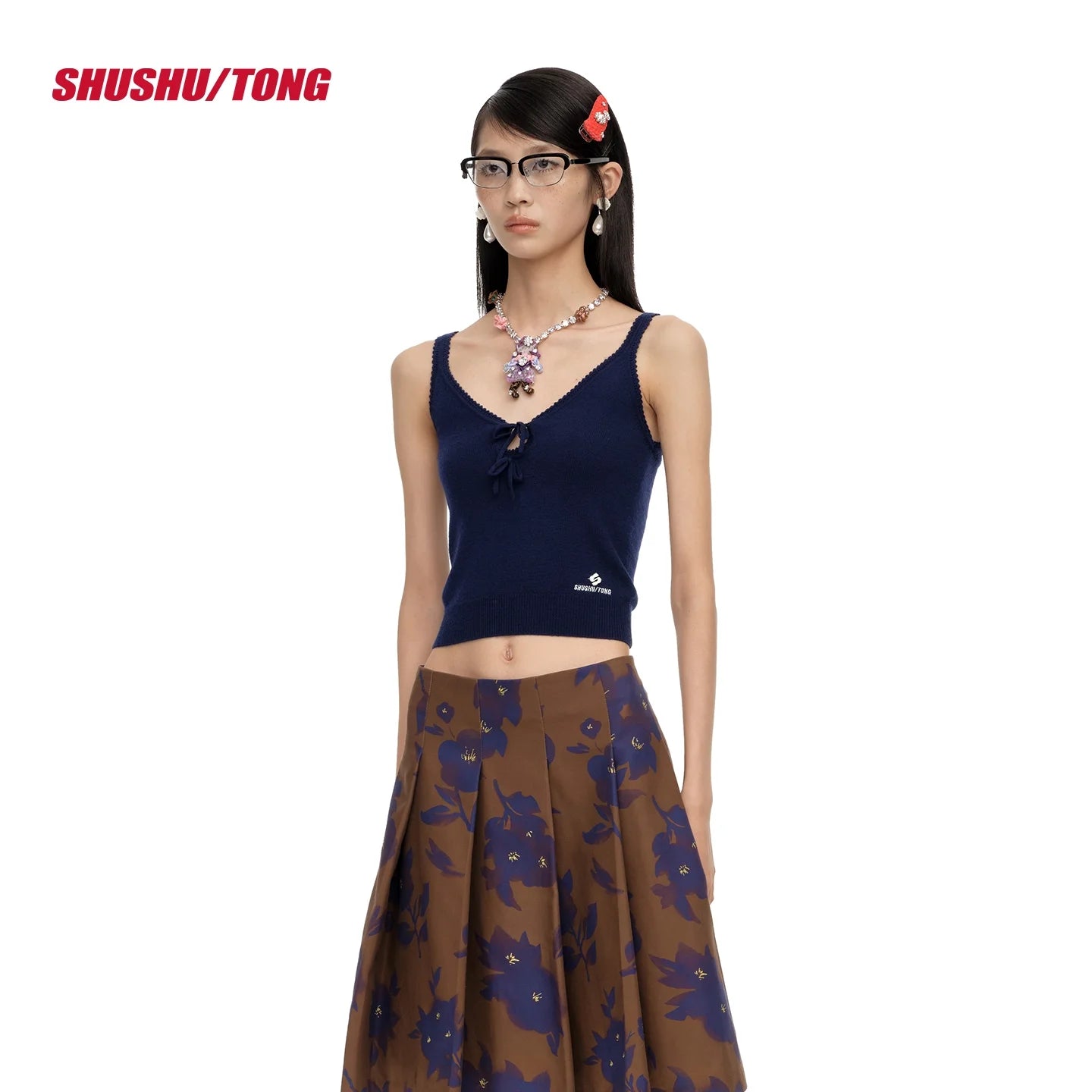 shushutong Women's Hollow Knit Cropped Camisole