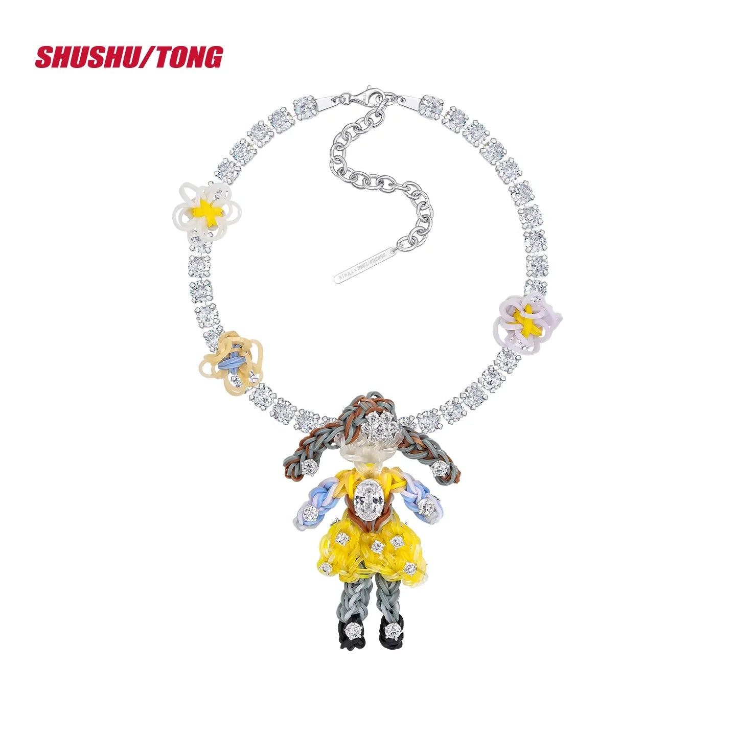 shushutong Whimsical Zircon Doll Pendant Necklace