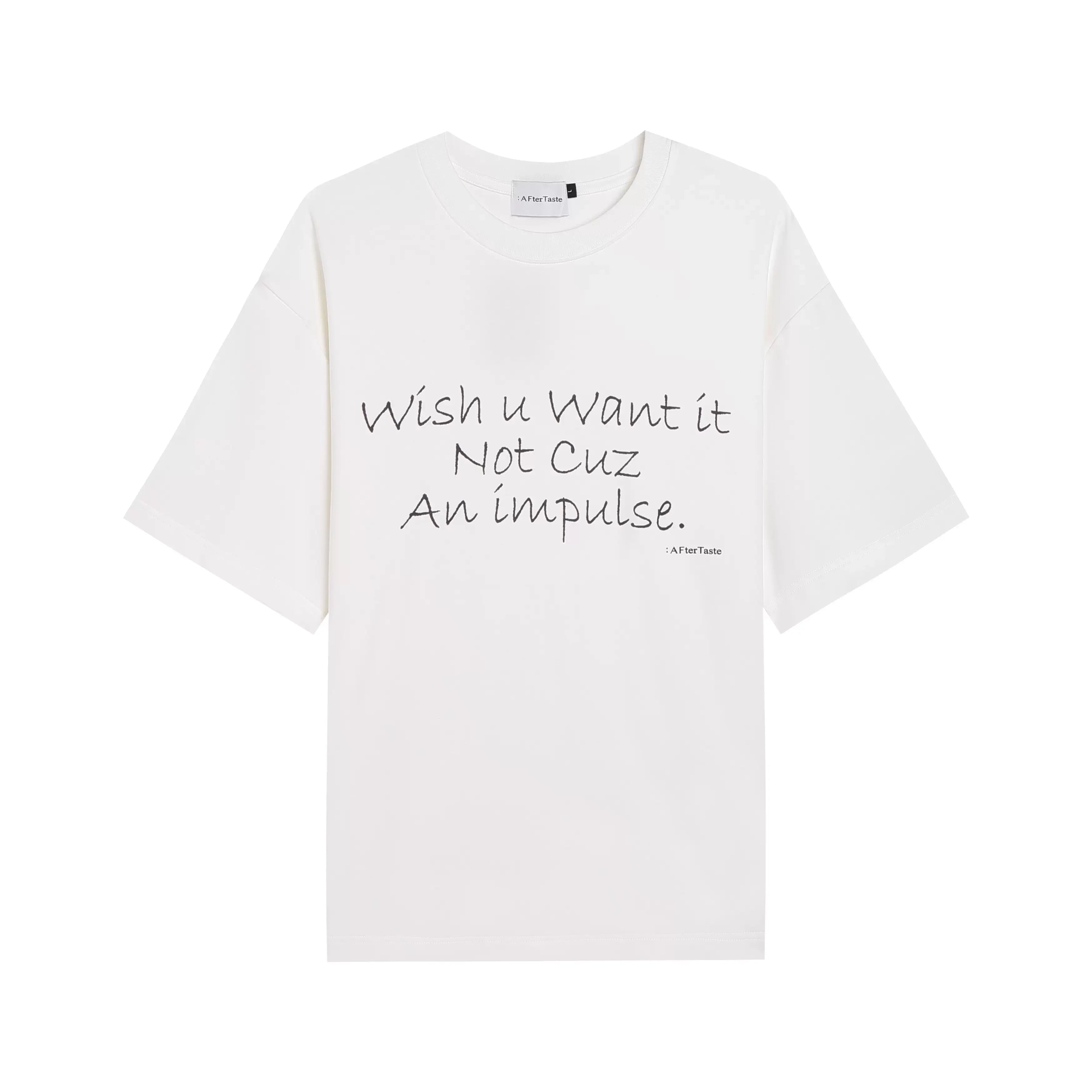 AFterTaste Drape Round Neck Short Sleeve Tee with Slogan Print