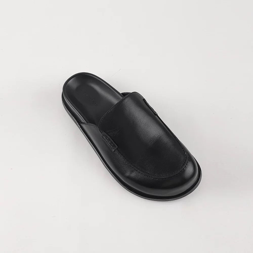 AFterTaste Men's Leather Closed-Toe Mule Slippers