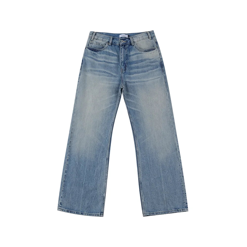 AFterTaste Light Blue Distressed Pleated Wide-Leg Jeans