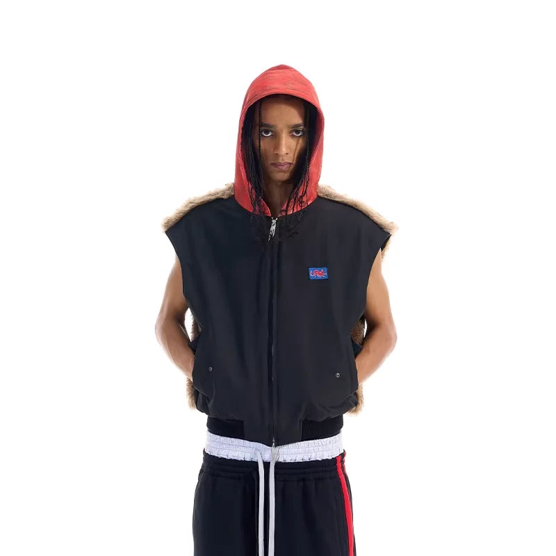 BLINDNOPLAN Patchwork Fleece Camouflage Hooded Vest