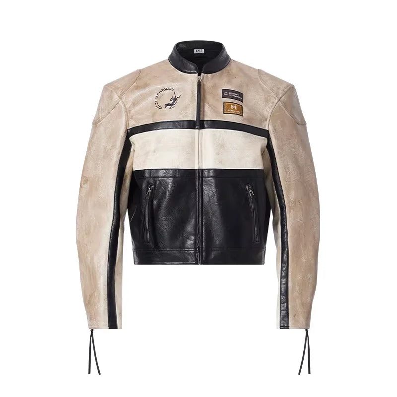 BLINDNOPLAN Colorblock Detachable Cotton Motorcycle Jacket