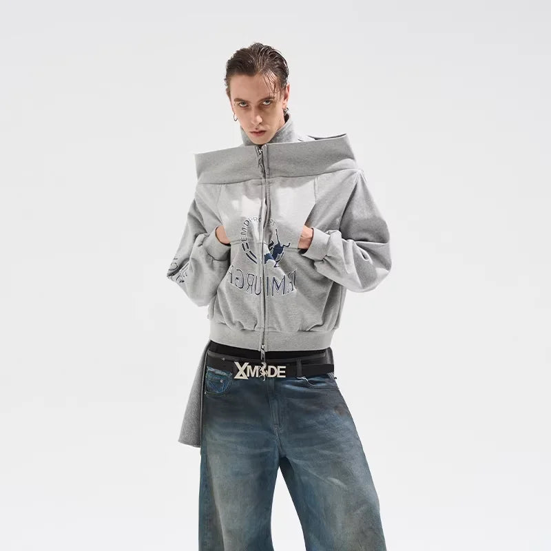 BLINDNOPLAN Off-Shoulder Inverted Sweatshirt Jacket