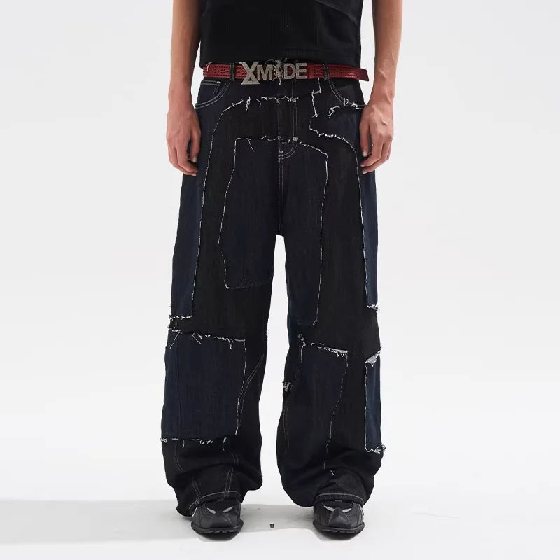 BLINDNOPLAN Raw Hem Patchwork Denim Jeans