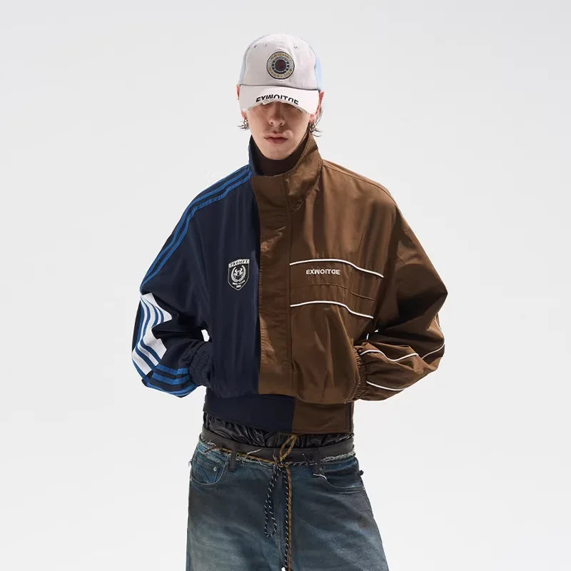 BLINDNOPLAN Colorblock Yin-Yang Cropped Sports Jacket