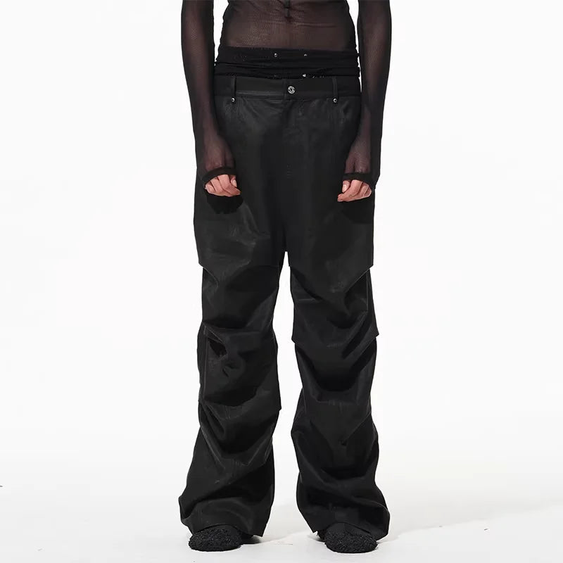 BLINDNOPLAN Curved Pleated Casual Cargo Pants
