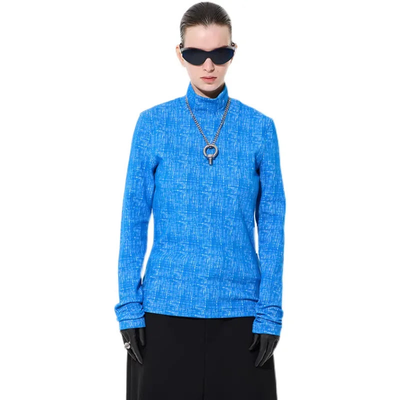 BLINDNOPLAN Textured Stand Collar Long Sleeve Top