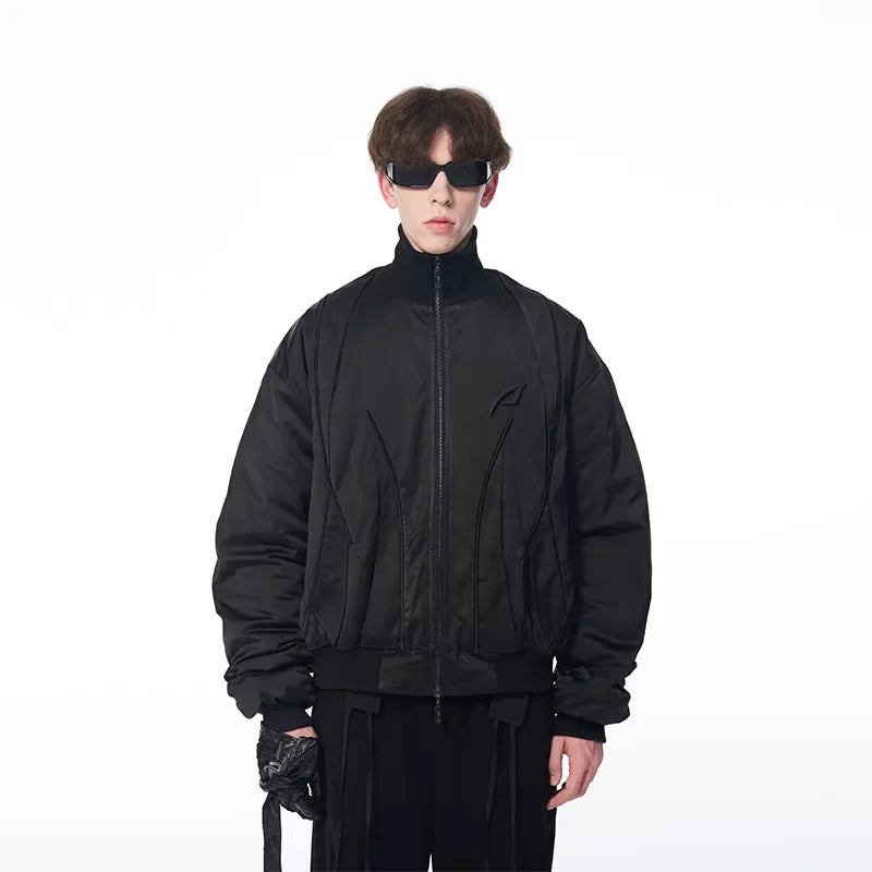 BLINDNOPLAN Men's MA-1 Panel Bomber Jacket with Stand Collar