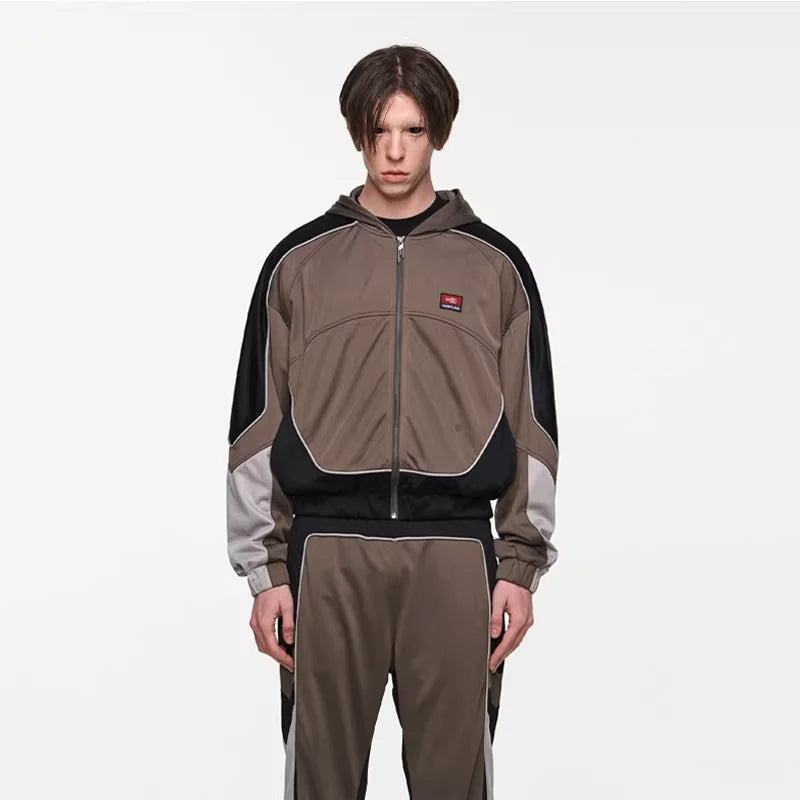 BLINDNOPLAN Retro Colorblock 3D Embroidered Logo Sport Jacket