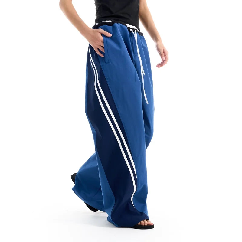 BLINDNOPLAN Colorblock Drawstring Wide-Leg Track Pants