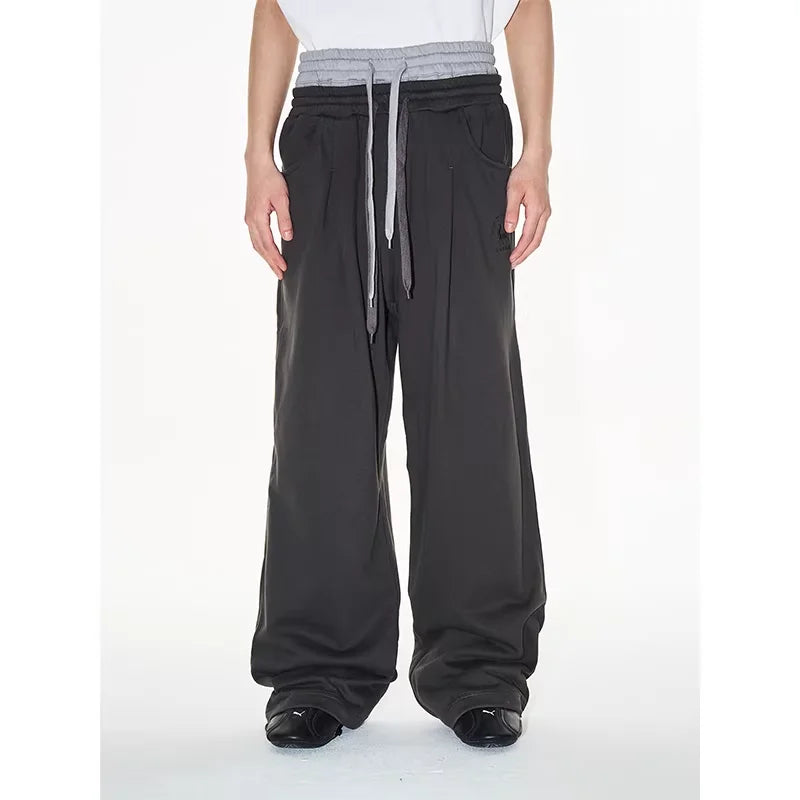 BLINDNOPLAN Double Waist Pleated Wide-Leg Sweatpants