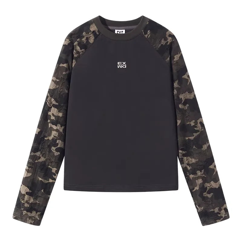 BLINDNOPLAN Camouflage Raglan Sleeve Cropped T-Shirt