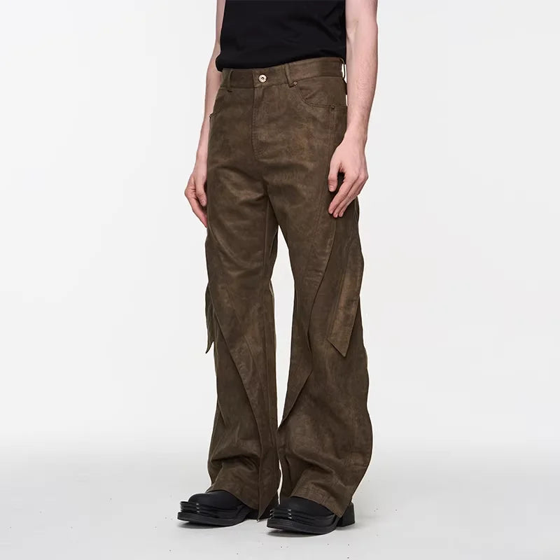 BLINDNOPLAN Men's Twisted Flap Wide-Leg Casual Pants
