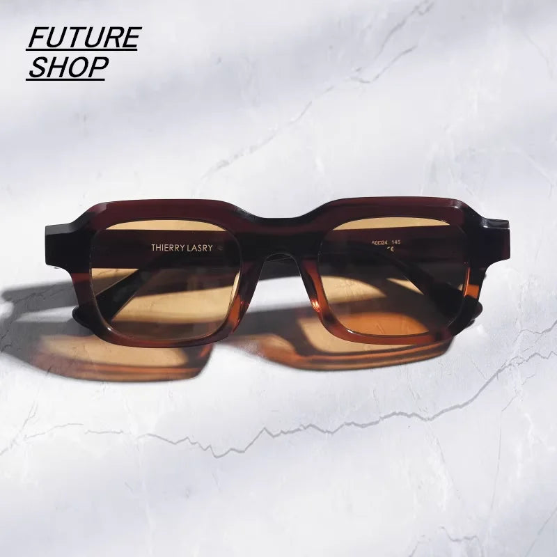 FUTURE UPDATE Retro Futuristic Square Acetate Sunglasses