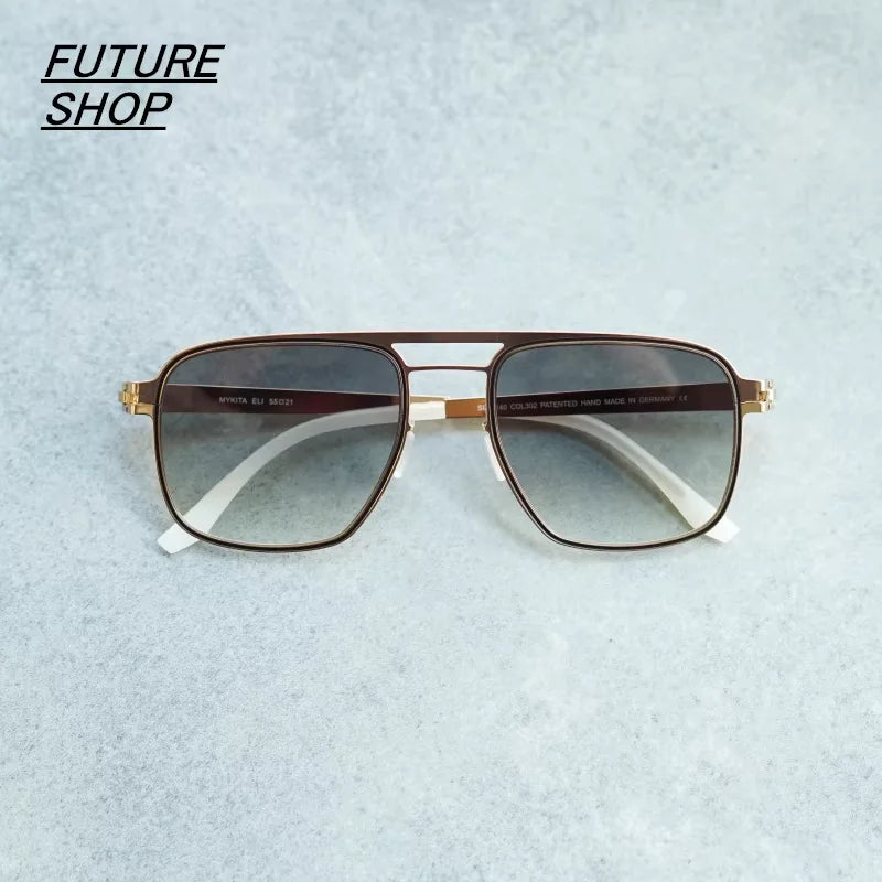 FUTURE UPDATE Ultra-Light Titanium Screwless Square Sunglasses for Men