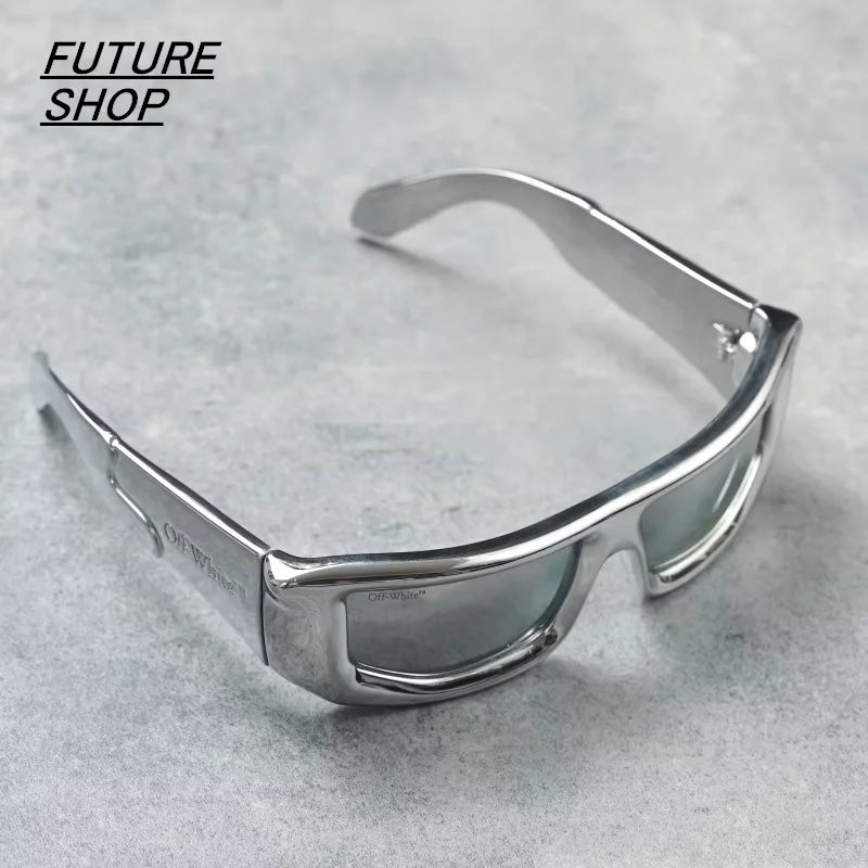 FUTURE UPDATE Cyberpunk Y2K Square Frame Sunglasses – White