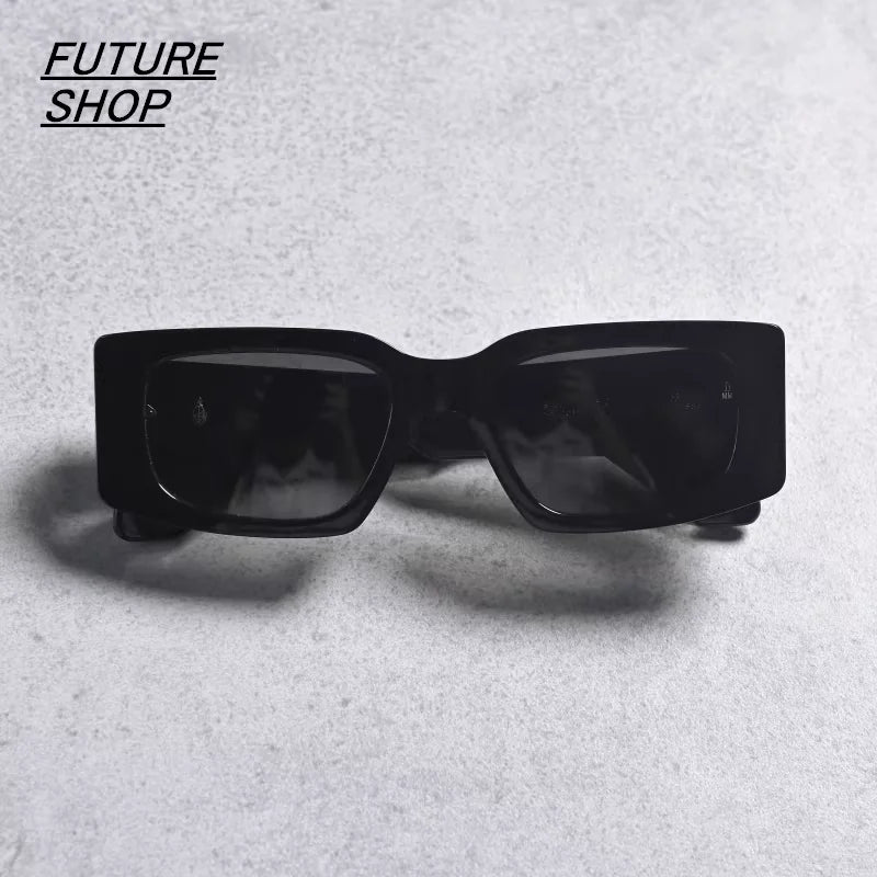 FUTURE UPDATE Retro Thick Frame Rectangular Sunglasses