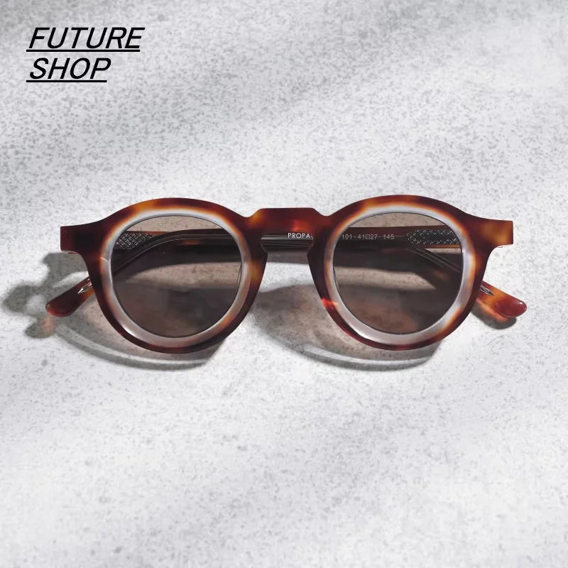 FUTURE UPDATE Unisex Retro Round Acetate Prescription Sunglasses Frame