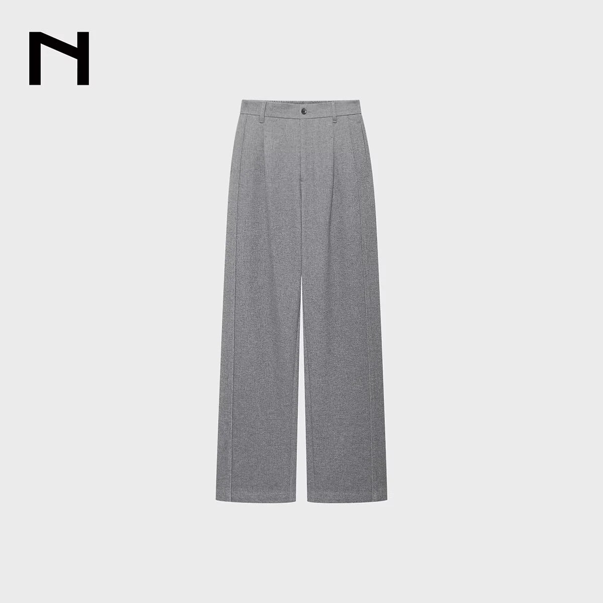 NANS Menswear Men's Grey Wide-Leg Cotton-Blend Trousers
