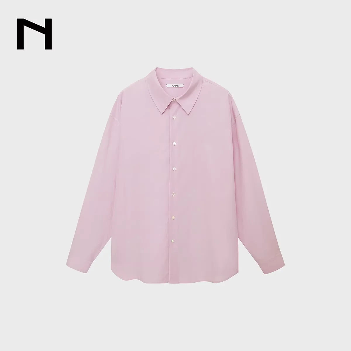 NANS Menswear Wrinkled Cotton Blend Square Collar Relaxed Fit Shirt